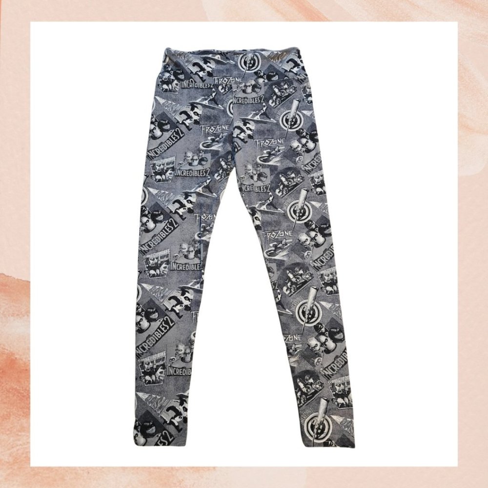 LuLaRoe Gray The Incredibles Cartoon Leggings